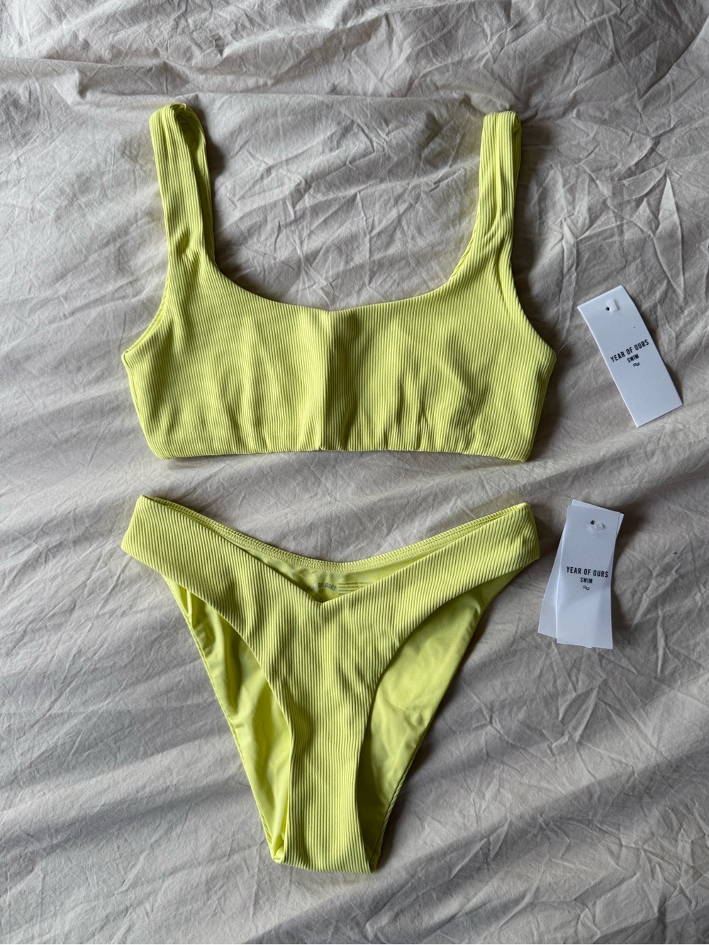 Year of Ours Lime Yellow Ribbed Bikini